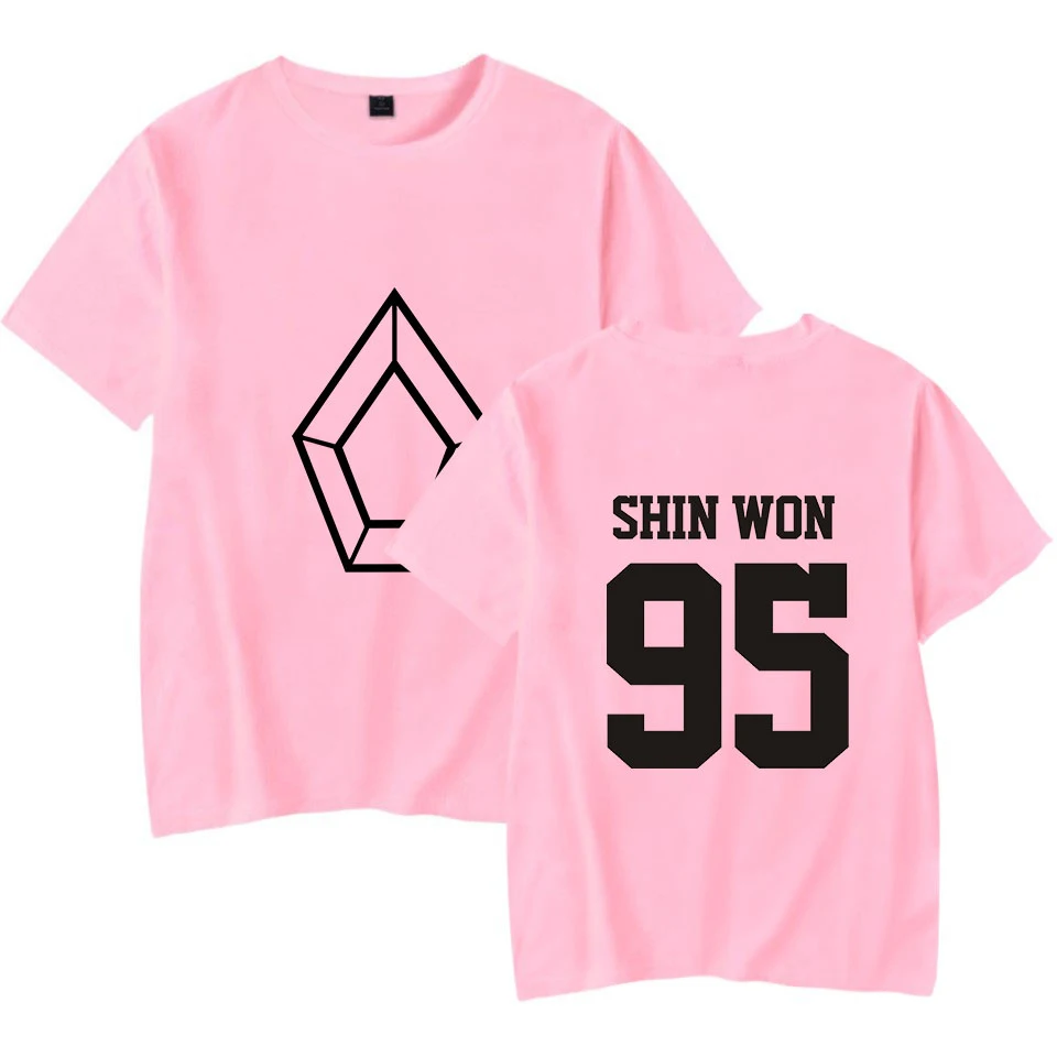 

Fashion Summer Pentagon t shirt Men/women Hot New Harajuku Hip Hop Cotton Pentagon SHIN WON 95 Short Sleeve Casual Pink t shirt