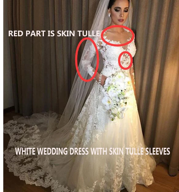 Robe De Mariee винтажное белое свадебное платье трапециевидной формы Свадебные платья с длинными рукавами Бисероплетение прозрачное обнаженное платье невесты из тюля gelinlik - Цвет: Model Color