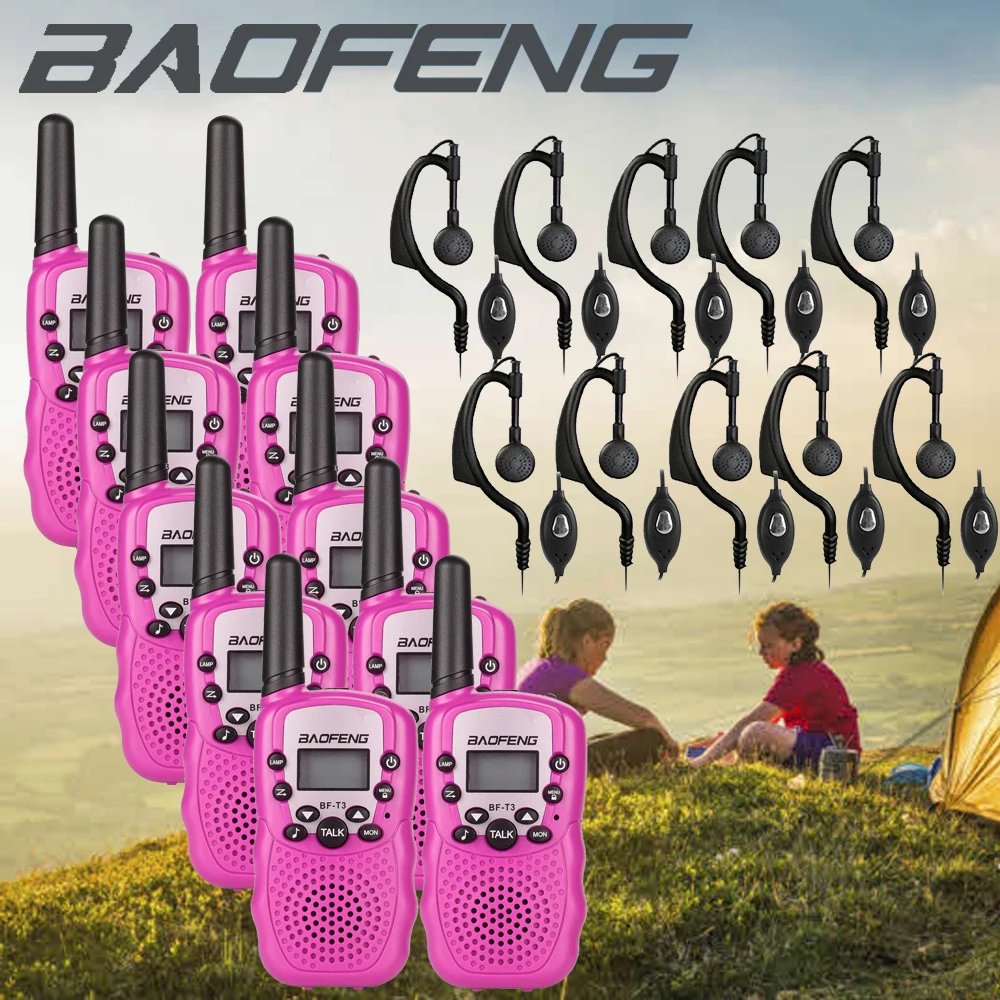 10x BaoFeng T3 Mini Walkie Talkie Outdoor Kids Interphones BF-T3 Pink Adventure Two Way Radio 0.5W Transceiver Gift+ Earpieces | Мобильные