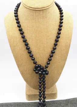 

stunning AAA10-11mm tahitian round black pearl necklace 14k
