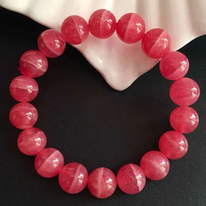 Одежда высшего качества 11,2 мм из натуральной браслеты из родохрозита Красный Кристалл Розовый, круглый шарик для Для женщин женский