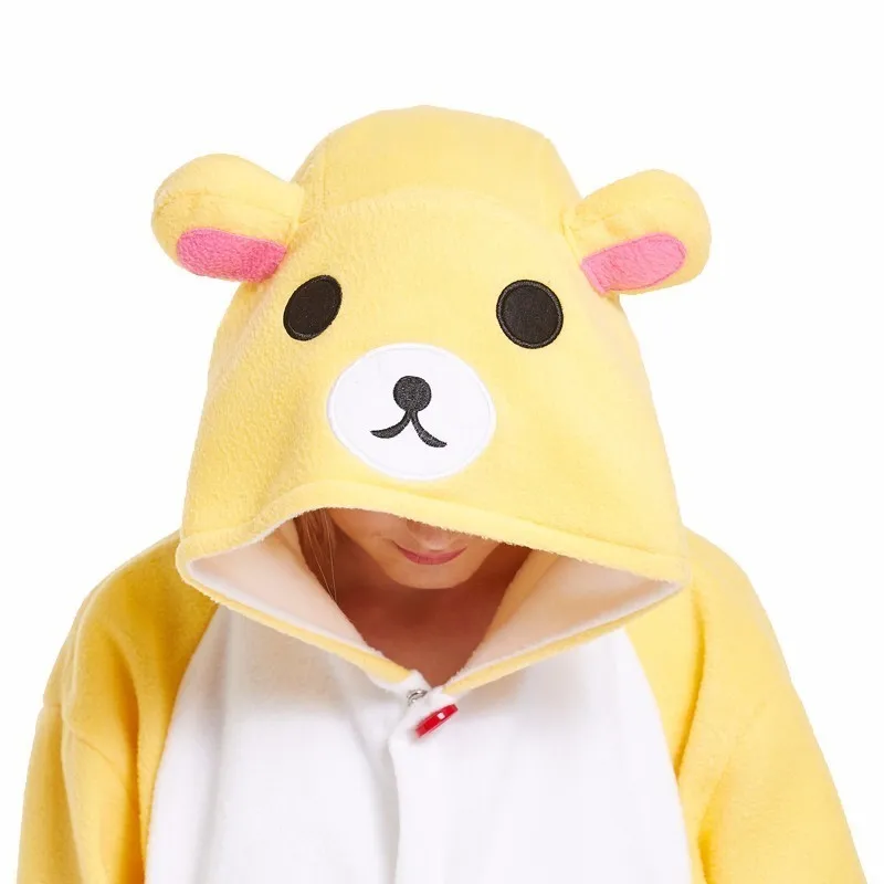 Kigurumi пижамы для взрослых Косплей Тигр собака слон Единорог Синяя Акула Onesie Lemur пижамы Домашняя одежда для вечеринок для женщин и мужчин - Цвет: Bear pajamas