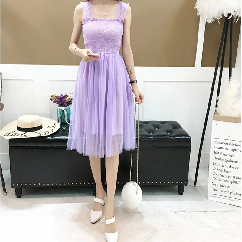 Summer-Korean-Women-Kawaii-Sweet-Dress-Solid-Ruffles-Spaghetti-Strap-Party-Dress-Empire-Knee-Length-Vestidos (1)