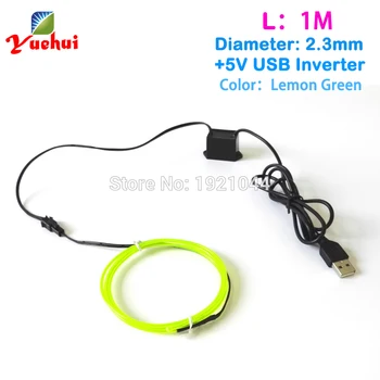 

2.3mm 1Meter 10 Colors Select EL Wire 5V USB inverter Flexible Light Glow Rope tape Cable Strip Neon Light Car Party Decoration