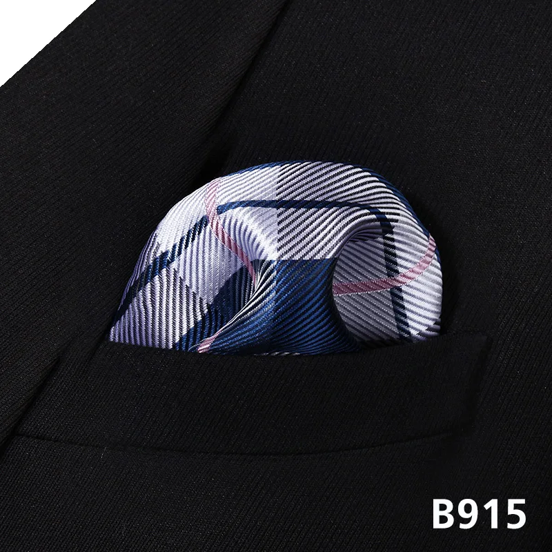 Горошек проверьте мужчин Silk Pocket Square Hanky Свадьба платок# B9 платок классический свадьбу - Цвет: B915