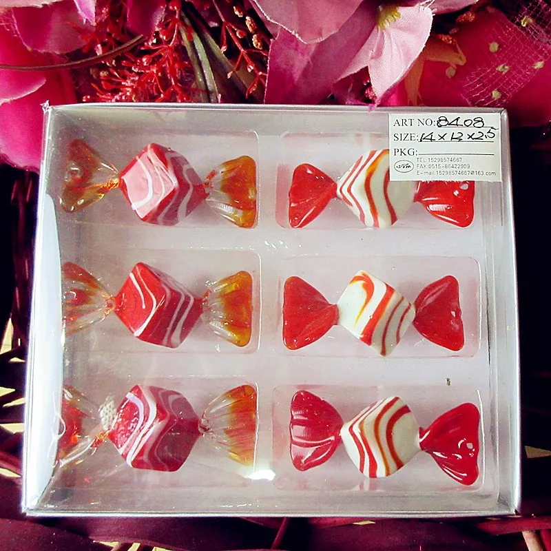 

6pcs custom wedding party decoration handmade art murano glass candy Christmas tree decorative red sweet Pendant accessories