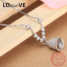 

LOZRUNVE Original 2018 S925 Sterling Silver Bracelet on the Leg Bell Beads Zirconia Charm Elegant Anklet Women Factory Wholesale
