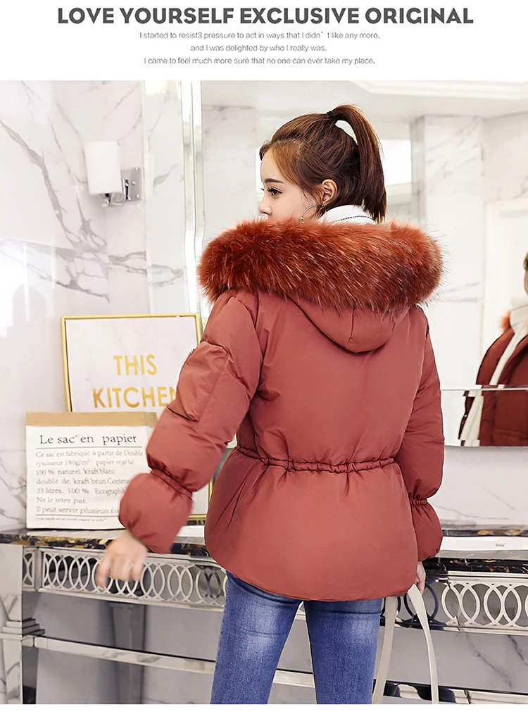 AYUNSUE зимний жакет, женский пиджак, Большая Меховая парка с капюшоном, короткий пуховик, Хлопковая женская куртка, корейские женские пальто