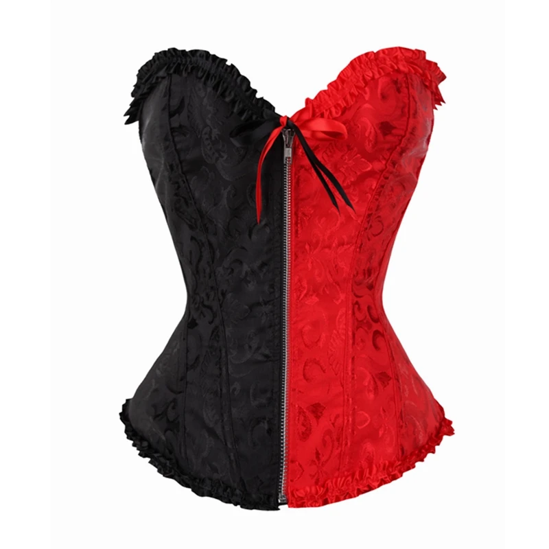 

Steampunk Corset Gothic Zipper Women Sexy Clothes 12 Plastic Boned Waist Cincher Bustier Burlesque Overbust Lingerie Shapewear