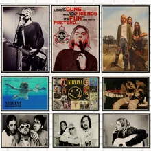 Vintage Posters Kurt Cobain/Nirvana líder/rock cartel vintage/retro kraft carteles pintura decorativa de bar/5065