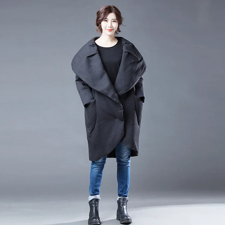 2018 New Arrival Autumn Winter Ceciliayu Regular Solid Slim Standard Few Black And Thin Down Garment Office Lady Knitted Down Coats