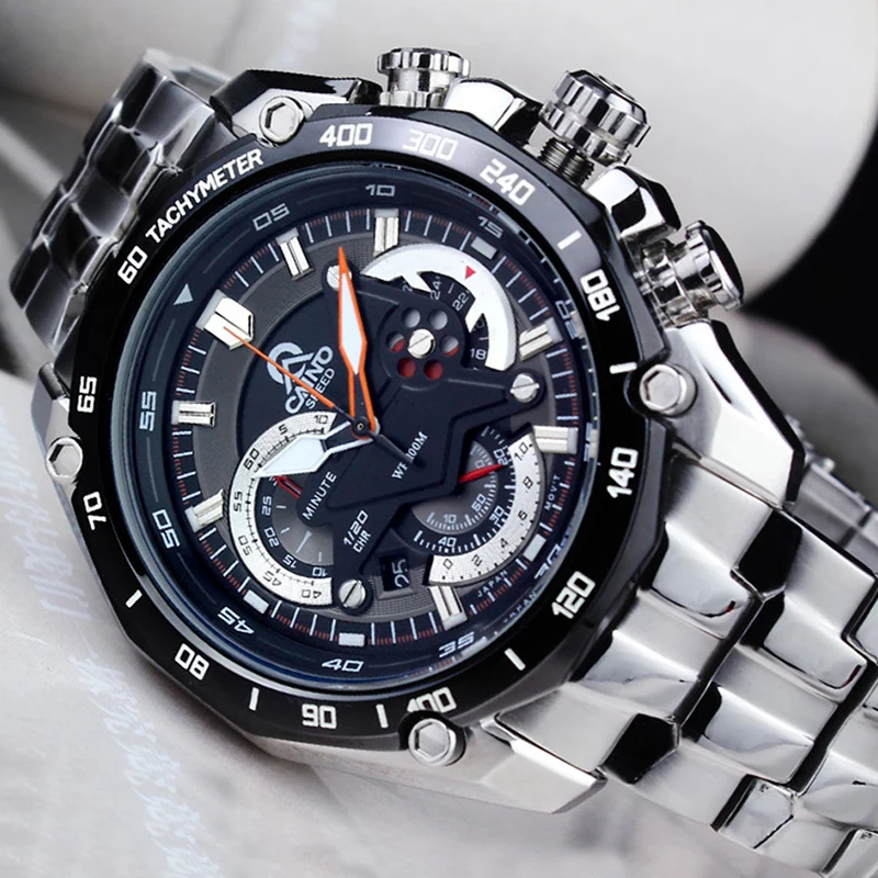 $43.2 Caino Men Fashion Business Quartz Wrist Watch Luxury Top Brand Full Steel Strap Waterproof Sports