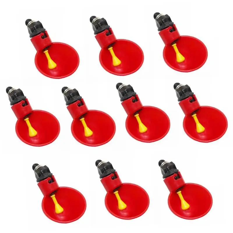 

10Pcs Red Bird Chicken Fowl Drinker Bowl Feed Automatic Adjustable Poultry Water Drinking Cups