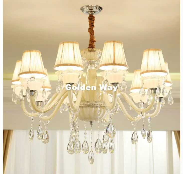 Moderno Champagne Bianco Pendente Di Cristallo Lampadario Lustri De Cristal Decorazione Pendente E Lampadari Di Casa Decorazione Di Illuminazione