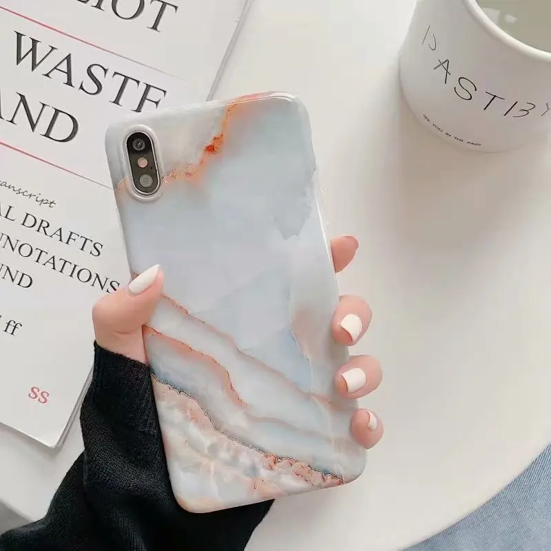 Гладкий мраморный чехол для iPhone X Xs Max XR силиконовый мягкий из ТПУ 8 7 plus 6 6S в