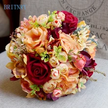 BRITNRY Высокое Качество Свадебный букет ручной работы Искусственный цветок розы невесты Букет большой маленький букет невесты