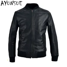 AYUNSUE Высококачественная Мужская кожаная куртка из овчины Jaqueta De Couro, осенне-зимние куртки из натуральной кожи FYY580