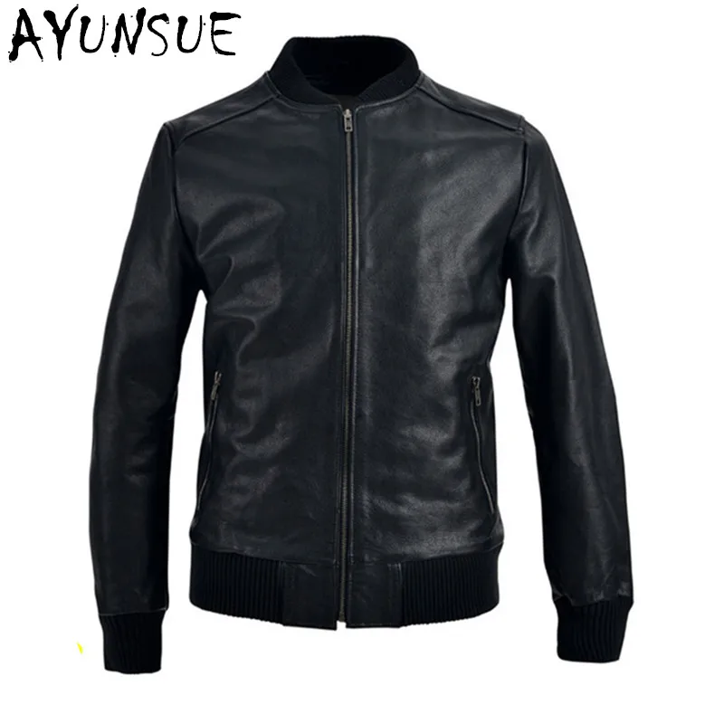 

AYUNSUE High Quality Sheepskin Mens Leather Jacket Coat 2020 Jaqueta De Couro Autumn Winter Genuine Leather Jackets Parka FYY580
