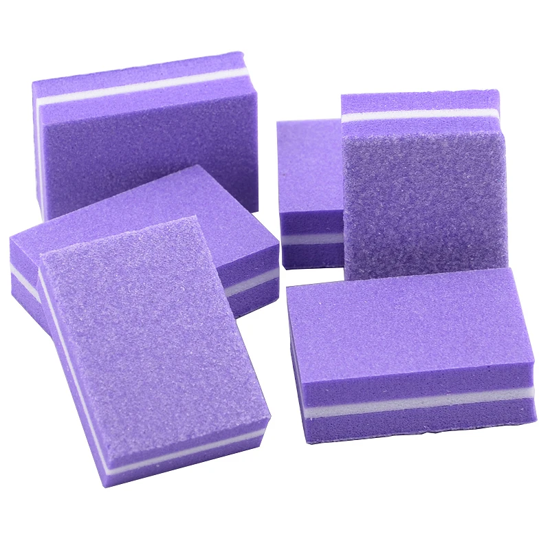 100Pcs Professional Nail Files Sanding Mini Small Purple Buffer Block Buffer Manicure Polish 100/180 Nail Art Sponge Tools