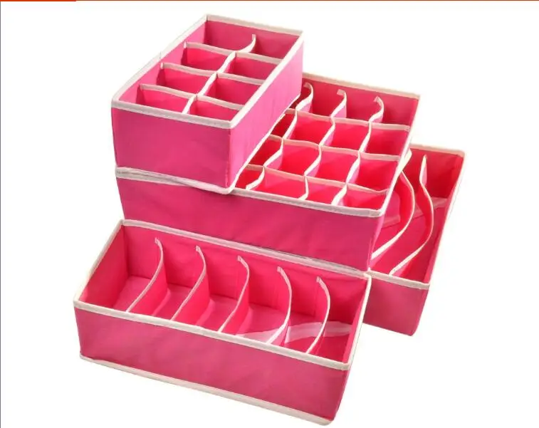 4 шт. Нетканая складная коробка для хранения белый красный ящик для хранения Галстуки Носки Шорты бюстгальтер новогодний органайзер для одежды контейнер - Цвет: red
