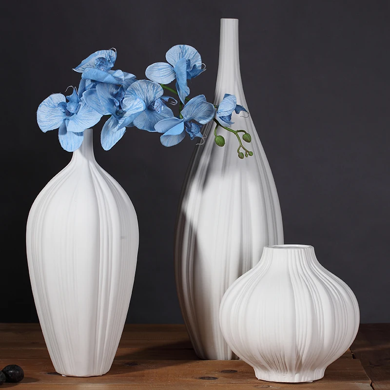 Design white ceramic creative contracted flower vase pot home decor