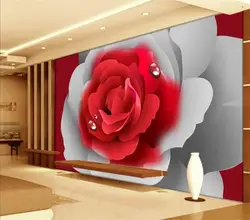 Пользовательские 3D фрески обои Современная классическая красная роза обоями Гостиная Свадебные домашний декор Murales де сравнению 3D