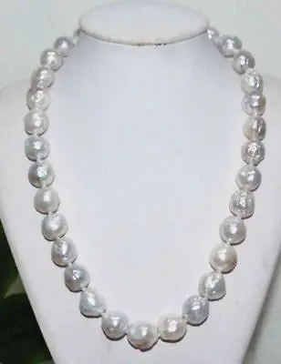 

baroque 18" AAA 12-11 MM SOUTH SEA NATURAL White PEARL NECKLACE CLAS