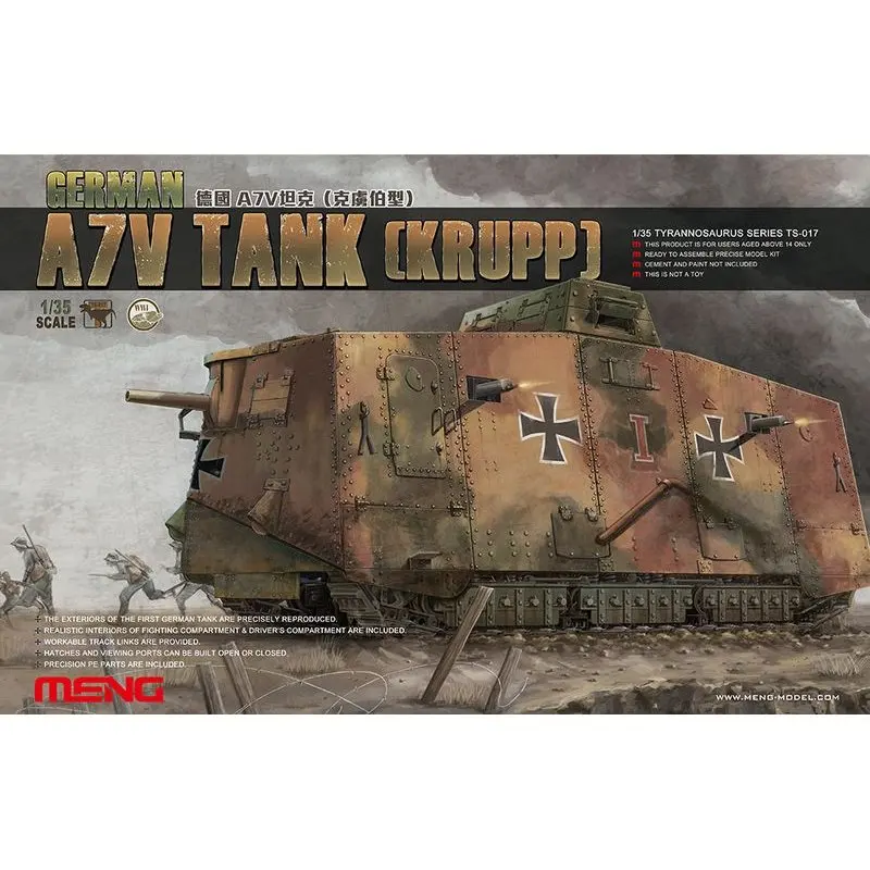 

Meng Model TS-017 1/35 German A7V Tank (Krupp) - Scale Model Kit