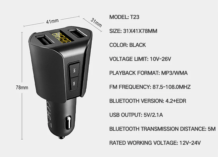 Автомобильный MP3-плеер CDEN, bluetooth-приемник, u-диск, музыкальный плеер, двойной USB, зарядное устройство для мобильного телефона, fm-передатчик, Bluetooth, автомобильный комплект