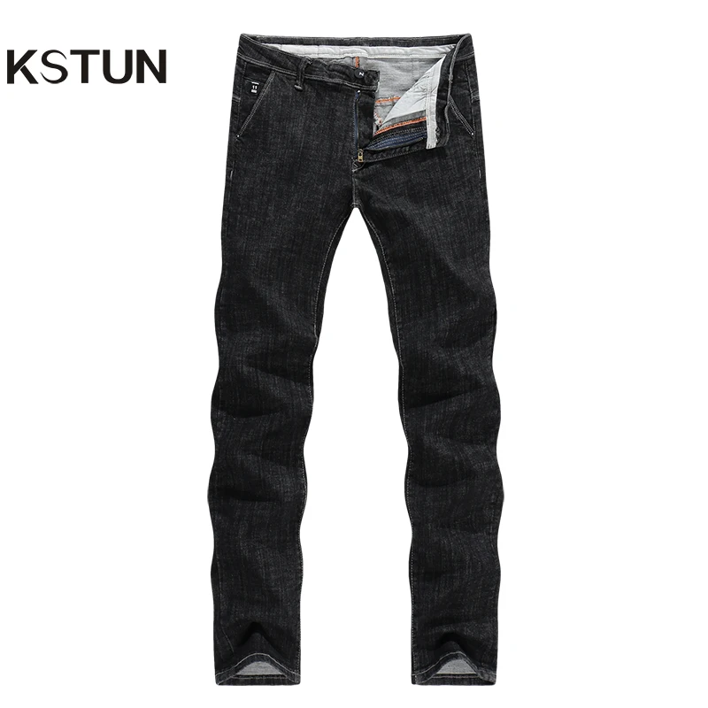 KSTUN Mens High Waist Cotton Straight Slim Thick Classic Jeans Stretch