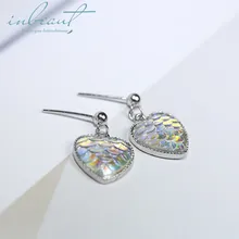 inbeaut Silver Coloful Fish Scare Heart Drop Earrings Female Korean Sparkling Sparkling Zircon Mermaid Fishtail Texture Earrings