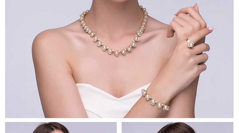 BTSETS Dubai Bridal Jewelry Sets Fashion Simulated Pearl Jewelery Sets For Women Wedding African Beads Jewelry Set Accessories (2)