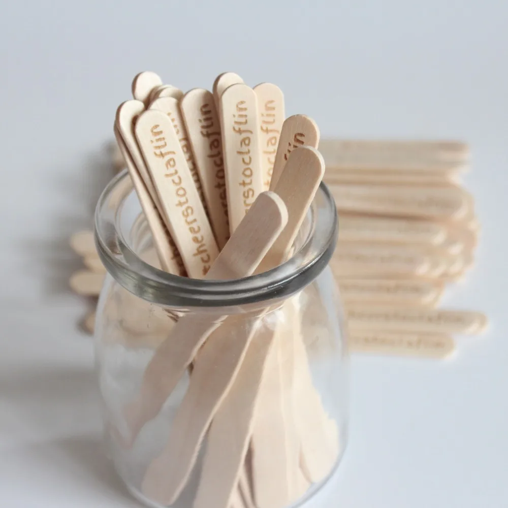 1000 пользовательские деревянные ремесленные палочки для сладостей мороженое на палочке деревянные мешалки круглый край 114ST палочки для мороженого вечерние украшения мороженого