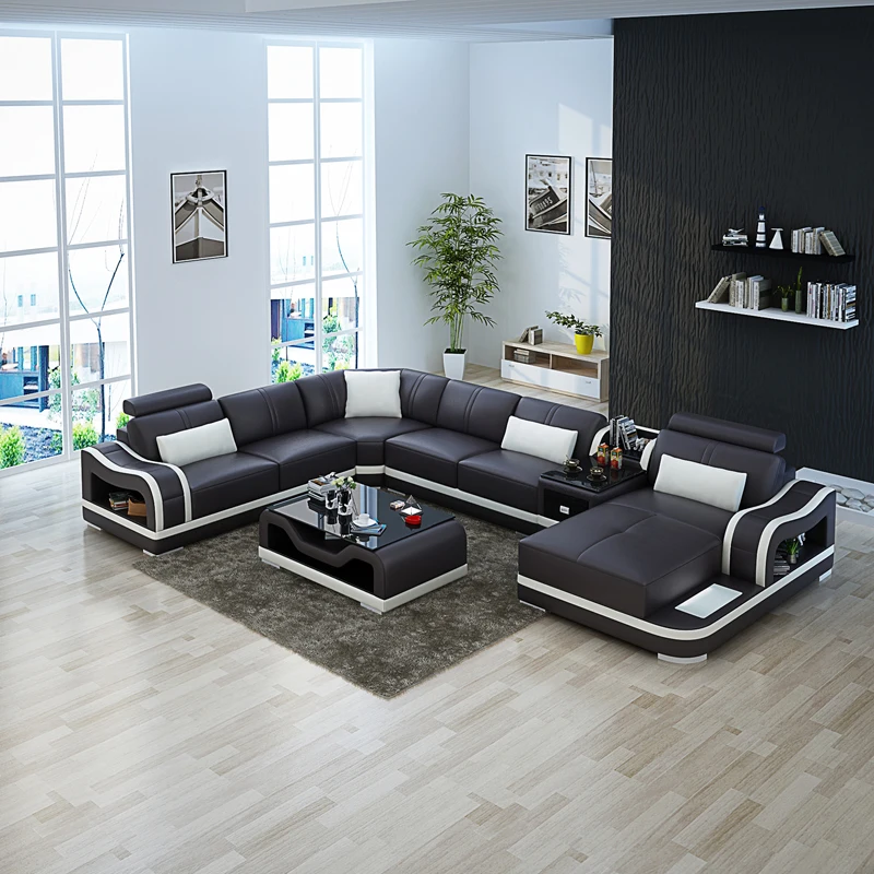 

2019 modern style L-Shape genuine leather sofa 0413-G8030