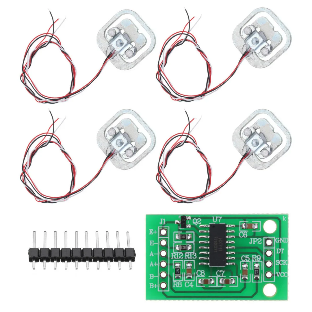 4pcs New 50KG Weight Sensors Body Load Cell Resistance Strain Weight Sensor + HX711 AD Module