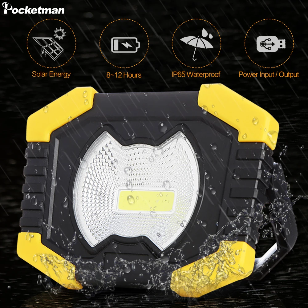 

Portable Work Spotlignt Built-in 2400mAh Battery Solar energy Light USB Rechargeable Searchlight For Hunting Camping Latern