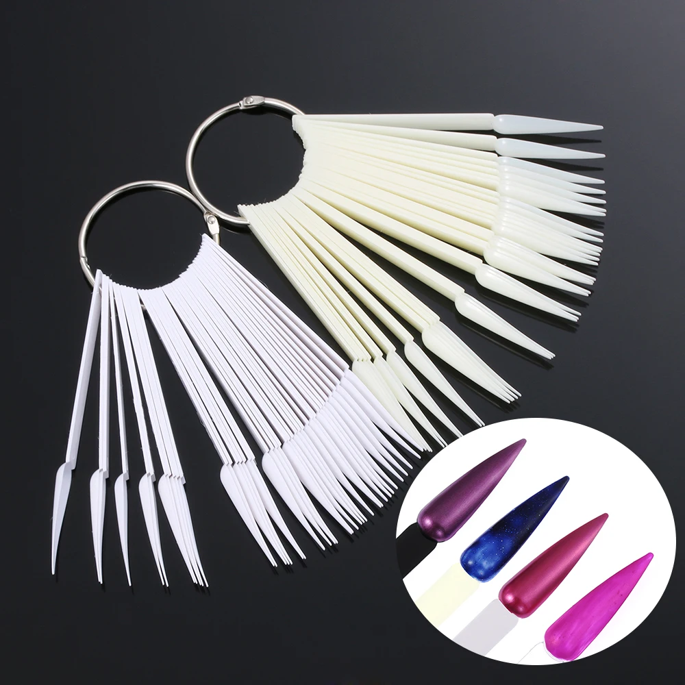 

40 Pcs Acrylic False Nail Art Tips UV Gel Polish Color Chart Display Tips Paint Practice Plate Board Palettes Nail Manicure Tool