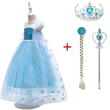 queen Платья Эльзы костюмы Elza платье принцессы Анны для девочек вечерние платья фантазия Одежда для девочек Ana комплект
