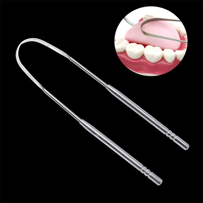 

Stainless Steel Tongue Scraper Cleaner Fresh Breath Cleaning Coated Tongue Toothbrush Dental Oral Hygiene Care Tools