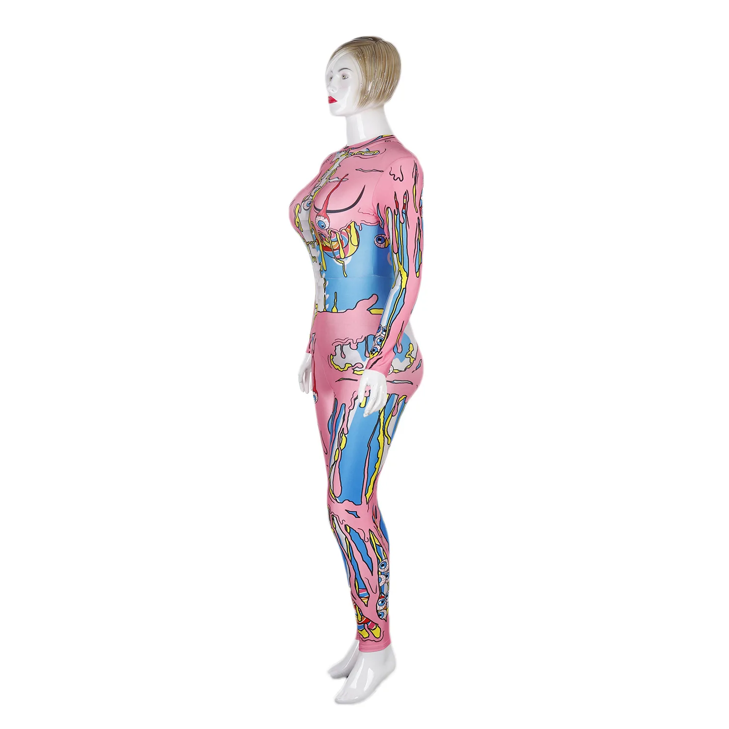 Женский карнавальный костюм для косплея розовый с 3D принтом комбинезон Zentai кошки