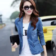 Весенне-осенняя тонкая джинсовая куртка повседневная синяя джинсовая куртка с длинными рукавами деловой Тонкий пиджак на одной пуговице AH443