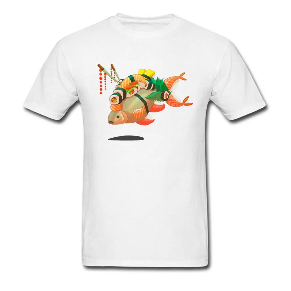 Sushi-Fish-Japanese Round Collar T Shirt Lovers Day Fitness Tight Tops Tees Short Sleeve Discount Cotton Fabric Tee Shirt Male Sushi-Fish-Japanese white