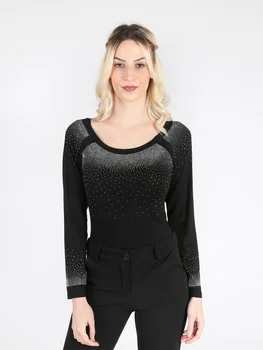 

Long-sleeve bodysuit with rhinestone