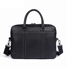 Известный бренд, деловые мужские сумки из натуральной кожи, мужские портфели из мягкой воловьей кожи, 14 дюймов, сумка для ноутбука, мужские сумки через плечо