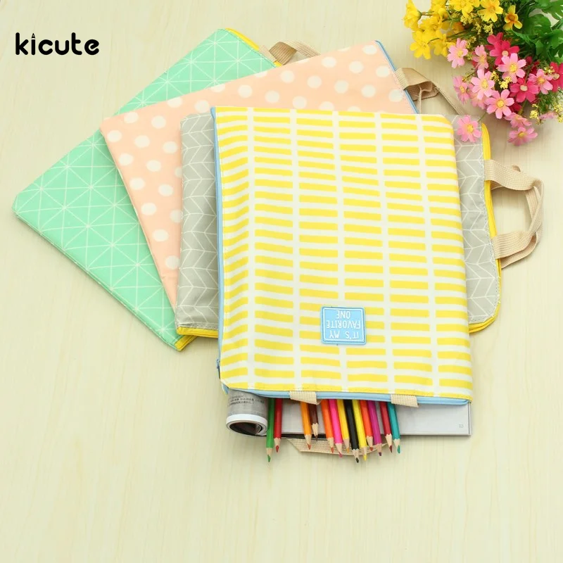 

A4 Bag Waterproof Polyester Fabric File Folder For Documents Stationery Multifunctional Multilayer Document Bag Zipper Handbag