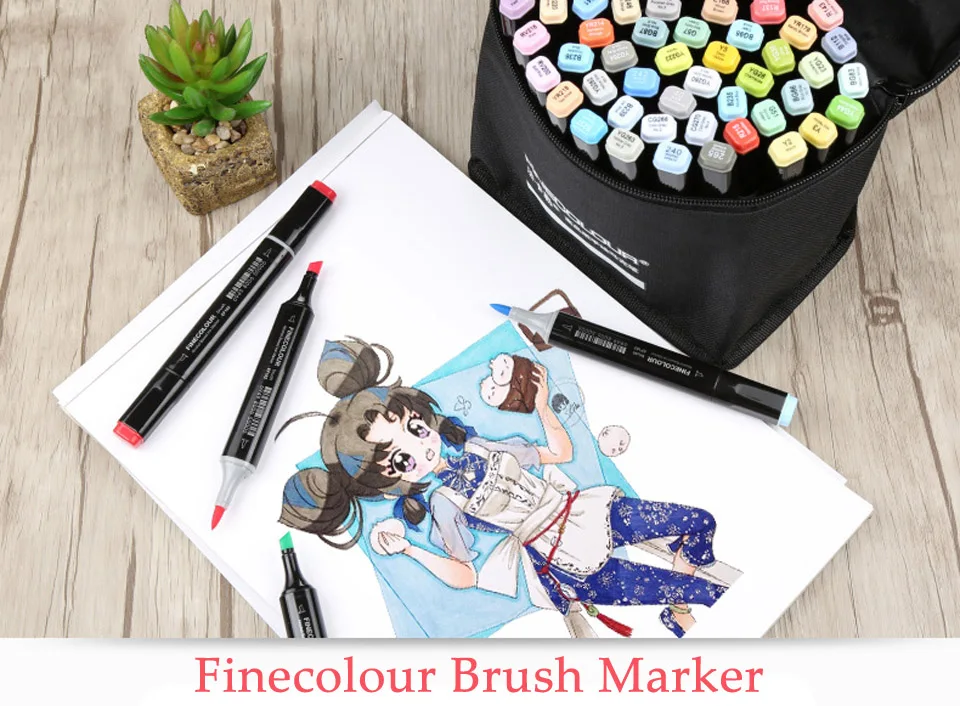 Finecolour EF102 двухсторонняя 72 цвета Кисть ручка искусство маркеры профессиональные для искусства эскиз окраска живопись манга и дизайн