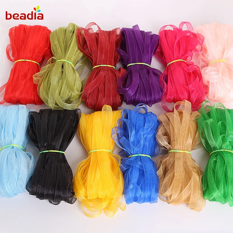 Organza Ribbon 20 yards/bag 6mm For Wedding Gift Wrapping Decoration Christmas Ribbons