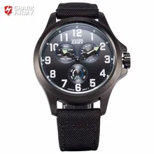 SHARK ARMY Luxury Brand Mens Date Day Black Blue Dial Clock Nylon Strap Outdoor Men Sports Quartz Military Wrist Watches/SAW130