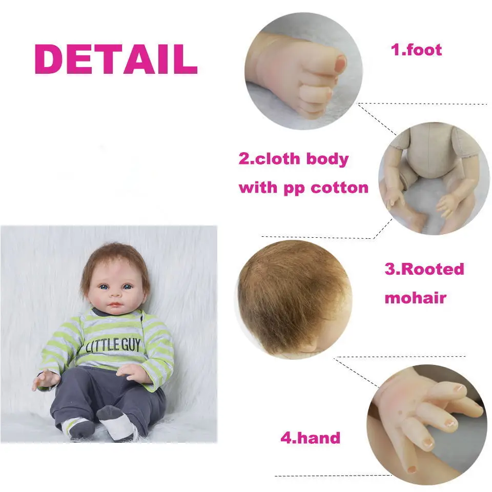 Реалистичные 22 дюймов Reborn Baby Doll ткани тела Новорожденные куклы детские кубики