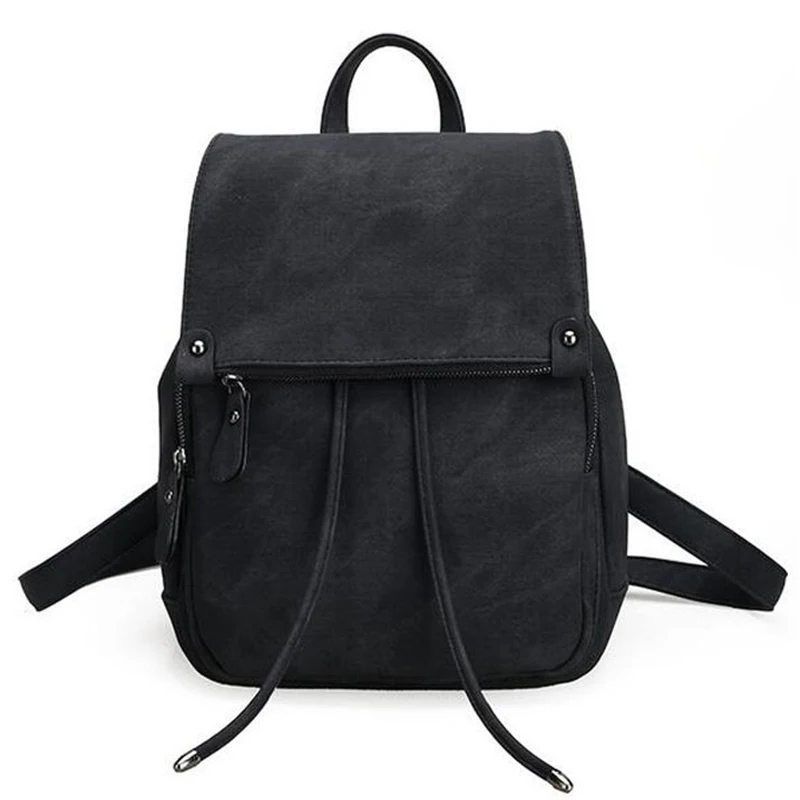 

2017 NEW Women's Backpack Girl's Simple Style Black Backpack Bag Polyurethane Leather Canvas Backpack School Bags